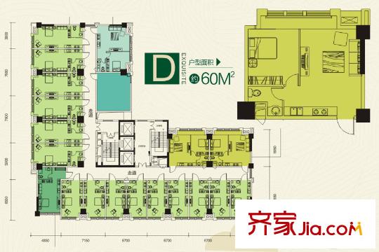LAKE街區(qū)知音國際茶城11號樓D戶型 1室1廳1衛(wèi)1廚