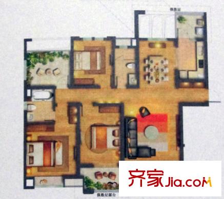 百帝苑戶型圖3室2廳 戶型圖 3室2廳2衛(wèi)1廚