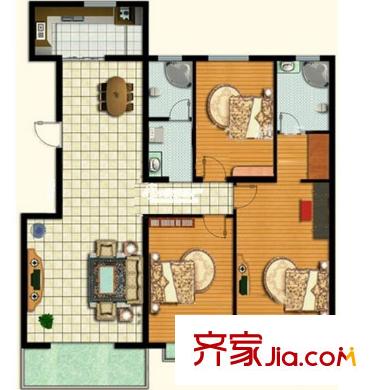 扶輪大廈戶型圖3室2廳 3室2廳
