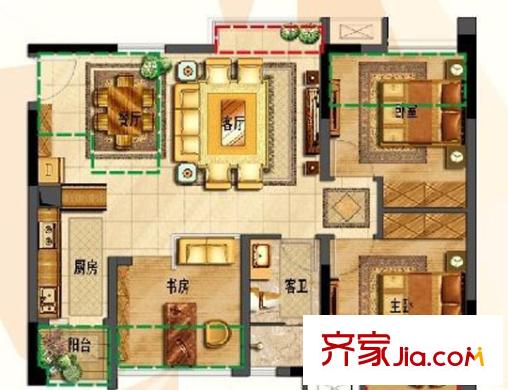 崇仁新都戶(hù)型圖3室2廳 戶(hù)型圖 3室2廳1衛(wèi)1廚