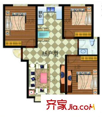 新地東方華府戶型圖3室2廳 3室2廳