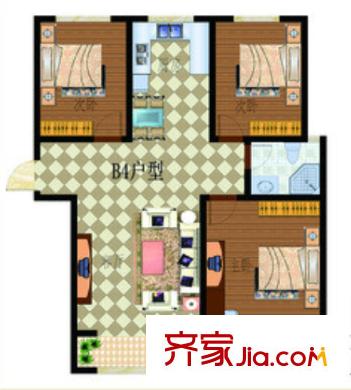 新地東方華府戶型圖3室2廳 3室2廳