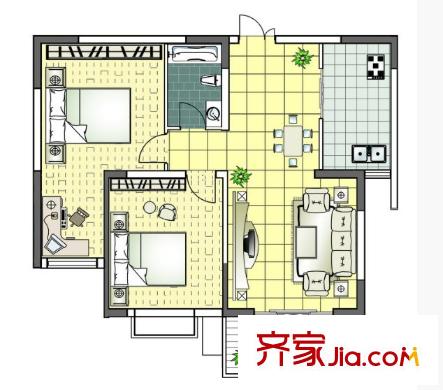 建信小區(qū)戶型圖2室2廳 2室2廳