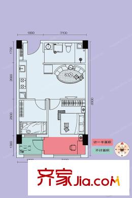 愛特@城1號(hào)樓A4戶型 2室1廳1衛(wèi)1廚