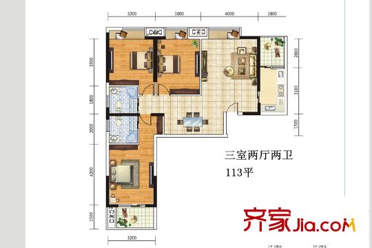 天下龍嶺廣場(chǎng)1號(hào)樓A1戶型 3室2廳2衛(wèi)1廚