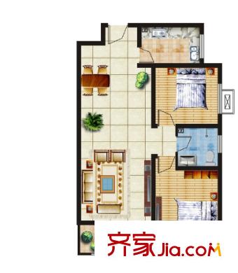 明澤豐華苑戶(hù)型圖2室2廳 2室2廳