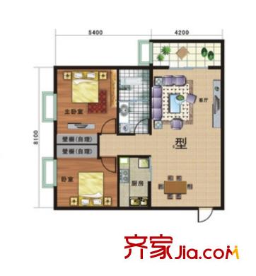 明澤豐華苑戶(hù)型圖2室2廳 2室2廳