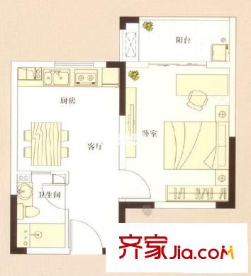 明澤豐華苑 1室 戶型圖