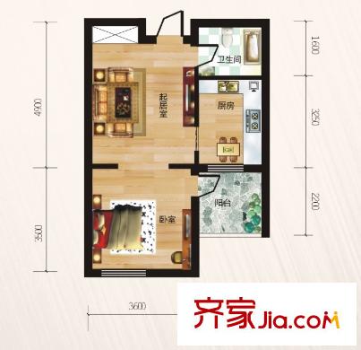 桃花源G戶型 1室1廳1衛(wèi)1廚