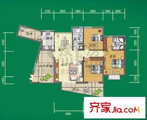 麗水康城戶型圖G1 3室2廳2衛(wèi)