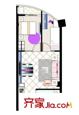 漢飛又一城戶型圖3#樓偶數(shù)層2a1戶型 2室2廳1衛(wèi)1廚