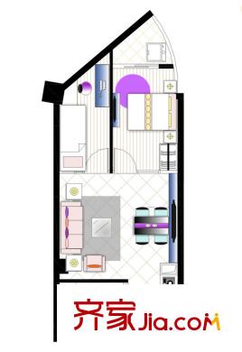 漢飛又一城戶型圖3#樓奇數(shù)層2a4戶型 2室2廳1衛(wèi)1廚