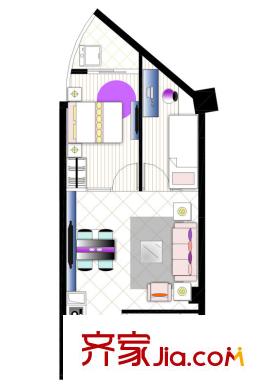 漢飛又一城戶型圖3#樓奇數(shù)層2a3戶型 2室2廳1衛(wèi)1廚