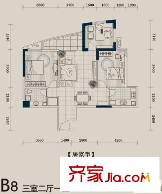 黃埔東宮戶型圖3室2廳 戶型圖 3室2廳