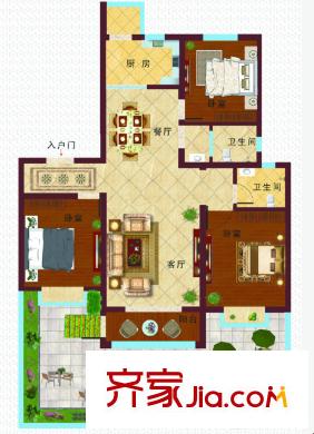 七星香山花園戶型圖3室2廳 3室2廳
