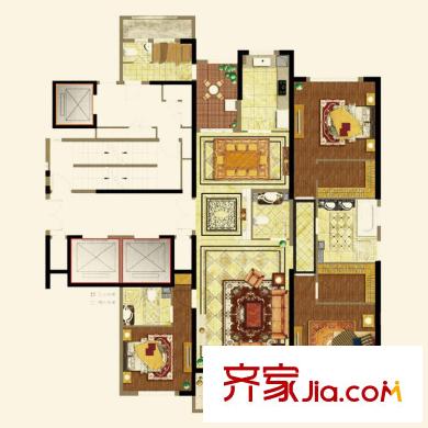 武漢萬(wàn)達(dá)九號(hào)公館戶型圖一期戶型圖-1 3室2廳2衛(wèi)1廚