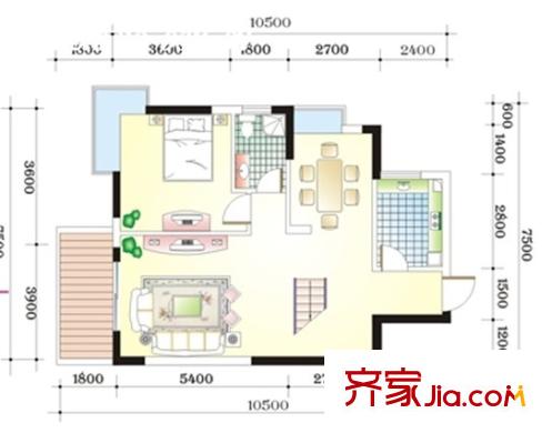三角路花園戶型圖1室1廳 戶型圖 1室1廳