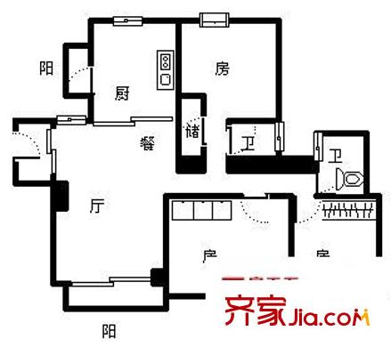 東龍世紀(jì)花園 3室 戶型圖
