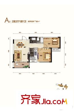 中大十里新城12號(hào)樓A5戶型 2室2廳1衛(wèi)1廚