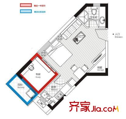 南國SOHO520戶型圖2室2廳 戶型圖 1室1廳1衛(wèi)