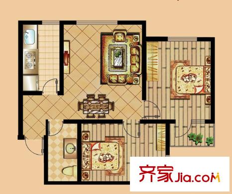 二橋街西社區(qū)戶型圖2室2廳 戶型圖 2室2廳1衛(wèi)1廚