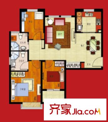 二橋街西社區(qū)戶(hù)型圖3室2廳 戶(hù)型圖 3室2廳2衛(wèi)1廚