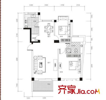 萊茵城戶型圖D戶型 2室2廳1衛(wèi)