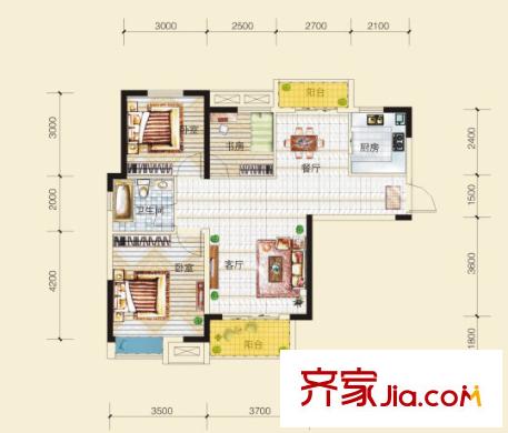 金色未來戶型圖3室2廳 3室2廳
