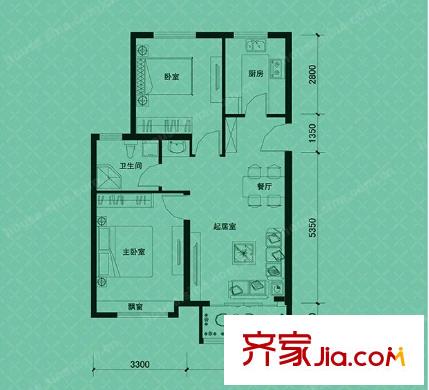 濱江苑戶型圖2室2廳 2室2廳