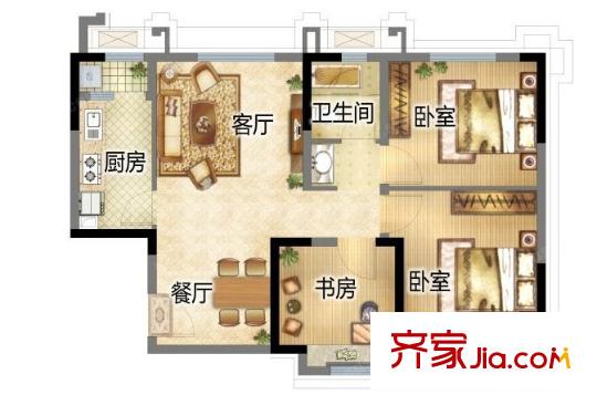 西馬名仕二期戶型圖3室2廳 3室2廳