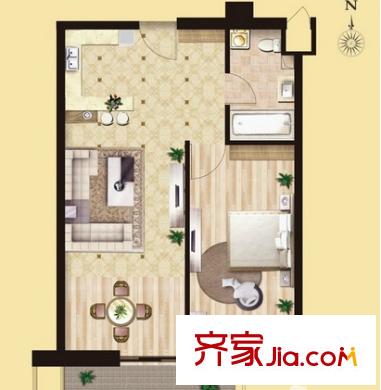 惠園大公館戶型圖1室2廳 戶型圖 1室2廳
