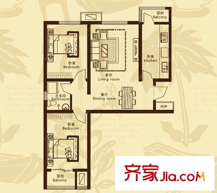 翠微新城戶型圖二室二廳 戶型圖 2室2廳