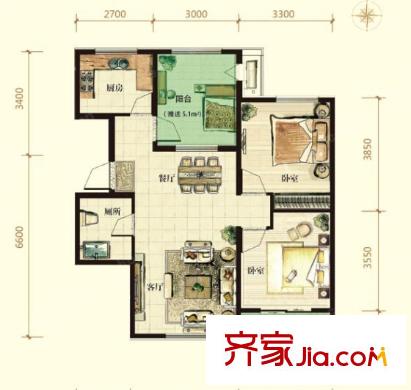 翠微新城戶型圖二室二廳 戶型圖 2室2廳
