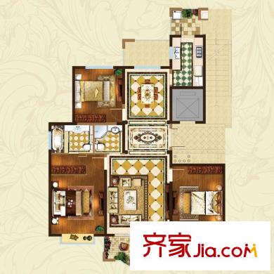 武漢中央文化區(qū)B戶型 3室2廳2衛(wèi)1廚