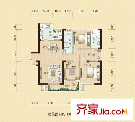 尚都一品戶型圖G1戶型 3室2廳2衛(wèi)1廚