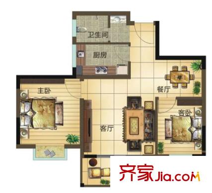 芷岸龍庭戶型圖2室2廳 戶型圖 2室2廳1衛(wèi)1廚