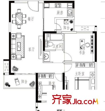 錦苑公寓戶型圖3室2廳 戶型圖 3室2廳1衛(wèi)1廚