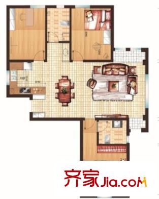 武漢28街戶型圖3室2廳 3室2廳