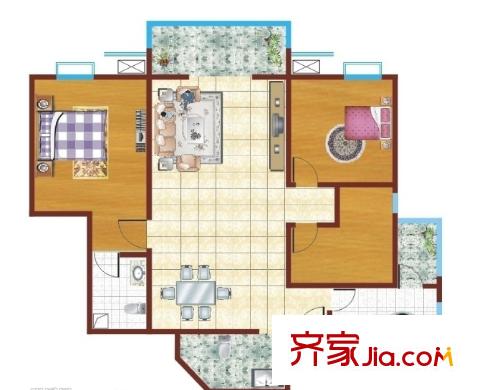 武漢28街戶型圖2室2廳 2室2廳