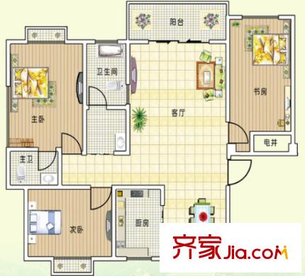 武漢28街戶型圖3室2廳 3室2廳