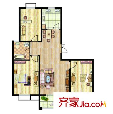 武漢28街戶型圖3室2廳 3室2廳