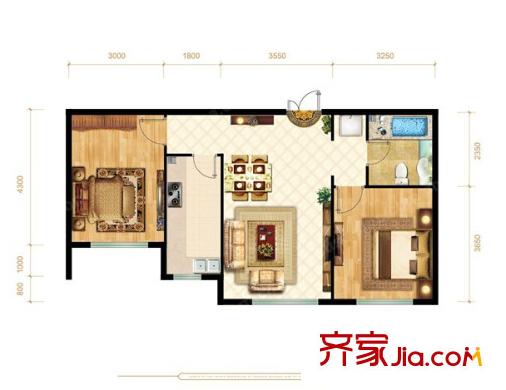 小東門二航設計院宿舍戶型圖2室2廳 2室2廳