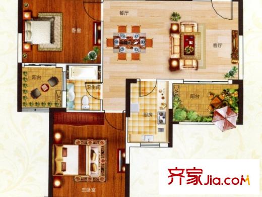 聯(lián)投漢口郡3號樓10號樓G2戶型 2室2廳1衛(wèi)1廚
