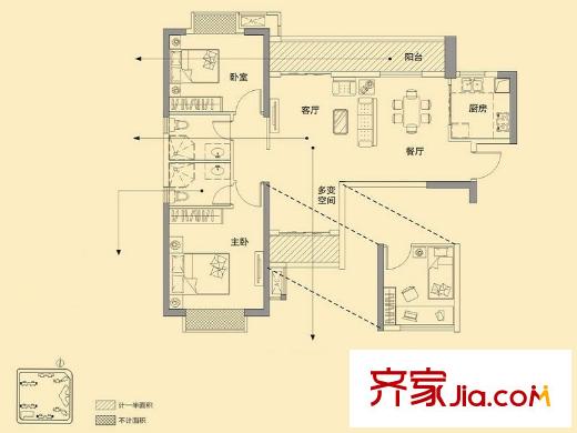 佳兆業(yè)金域天下L2戶型（售完） 2室2廳1衛(wèi)1廚