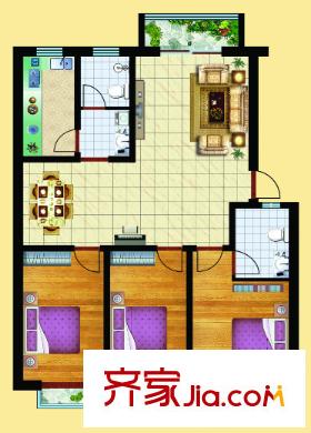 賽博園小區(qū)戶型圖3室2廳 3室2廳