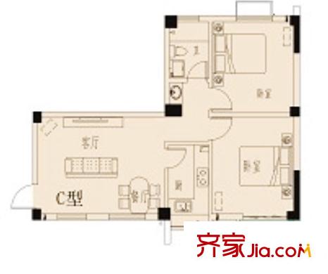 七里香苑戶型圖一期C戶型 2室2廳1衛(wèi)