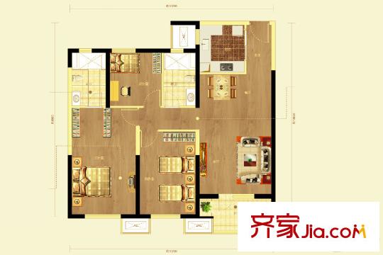 萬科漢口傳奇唐樾5號樓3I戶型 3室2廳2衛(wèi)1廚