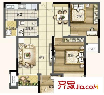 漢陽人信匯戶型圖2室2廳 戶型圖 2室2廳1衛(wèi)1廚