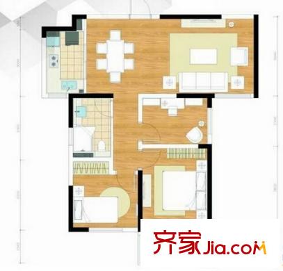 朗詩綠色街區(qū)戶型圖1室2廳 1室2廳