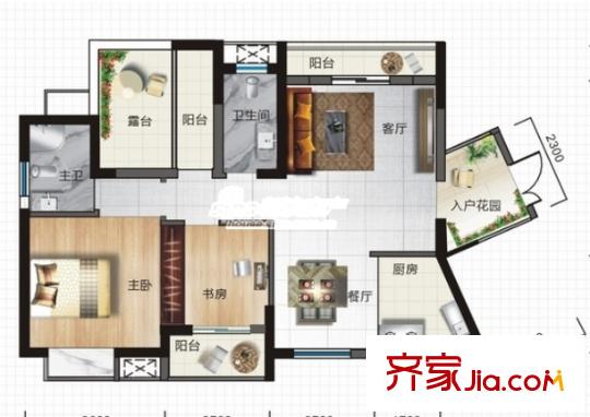 匯豪邸戶型圖2室2廳 戶型圖 2室2廳